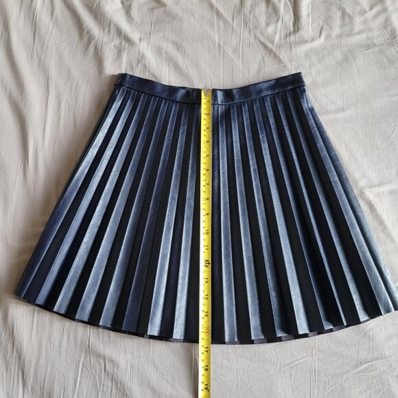 J. Crew Navy Pleated Pleather Skirt (2P) - Picture 9 of 11